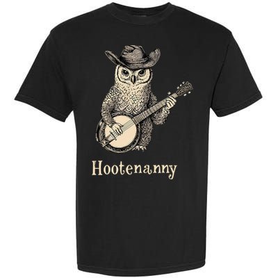 Hootenanny Owl Playing Banjo Country Owl Banjo Guitar Music  Garment-Dyed Heavyweight T-Shirt
