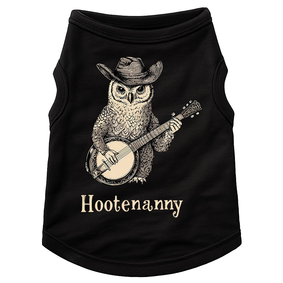 Hootenanny Owl Playing Banjo Country Owl Banjo Guitar Music  Doggie Tank