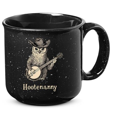 Hootenanny Owl Playing Banjo Country Owl Banjo Guitar Music  15oz Campfire Ceramic Mug