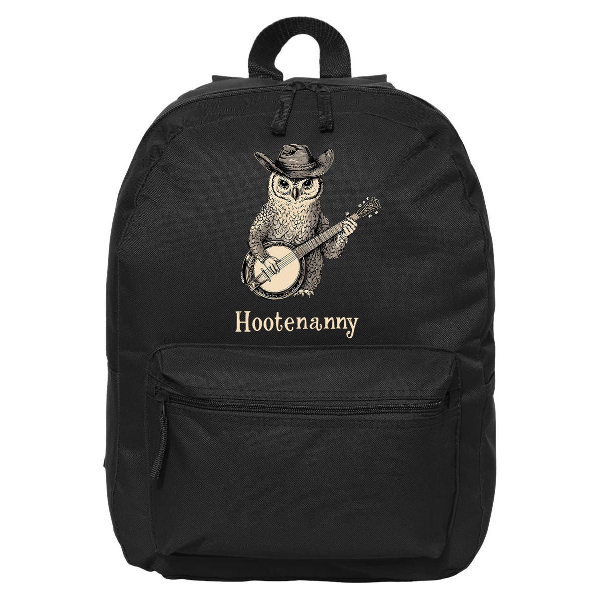 Hootenanny Owl Playing Banjo Country Owl Banjo Guitar Music  16 in Basic Backpack