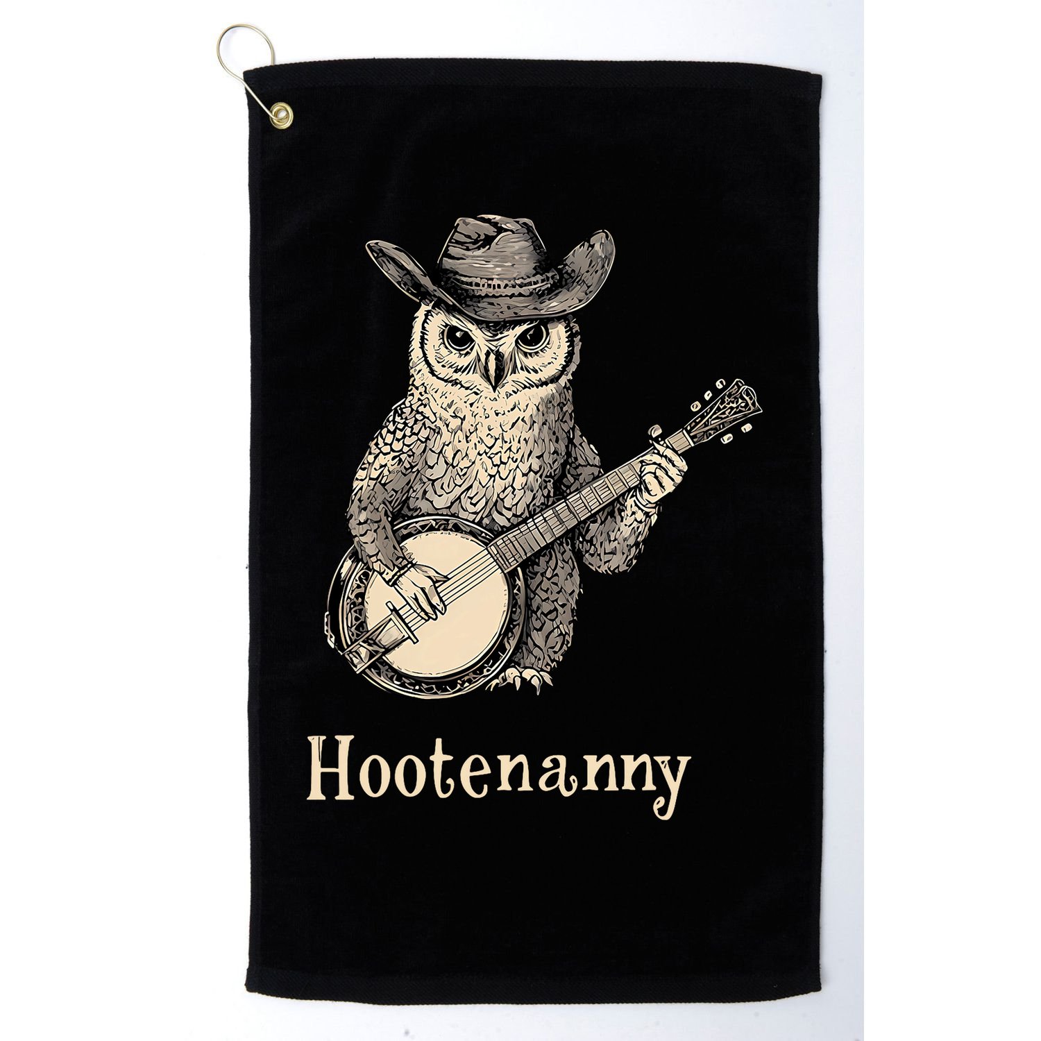 Hootenanny Owl Playing Banjo Country Owl Banjo Guitar Music  Golf Towel