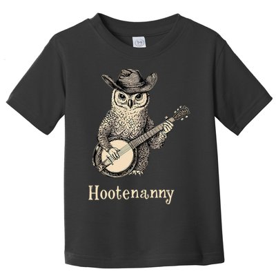 Hootenanny Owl Playing Banjo Country Owl Banjo Guitar Music  Toddler T-Shirt