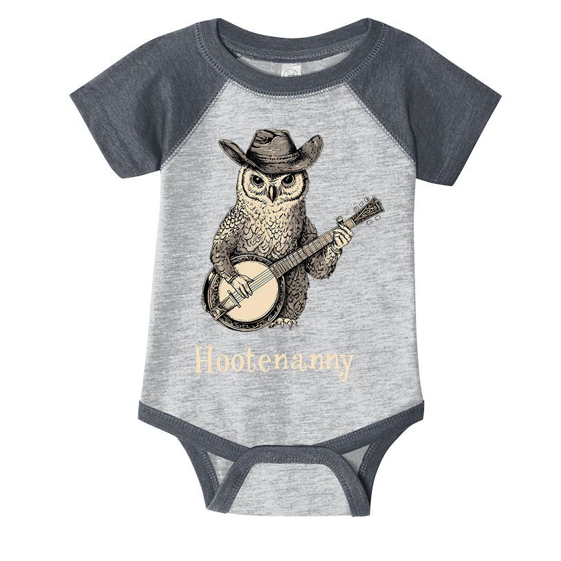 Hootenanny Owl Playing Banjo Country Owl Banjo Guitar Music  Infant Baby Jersey Bodysuit