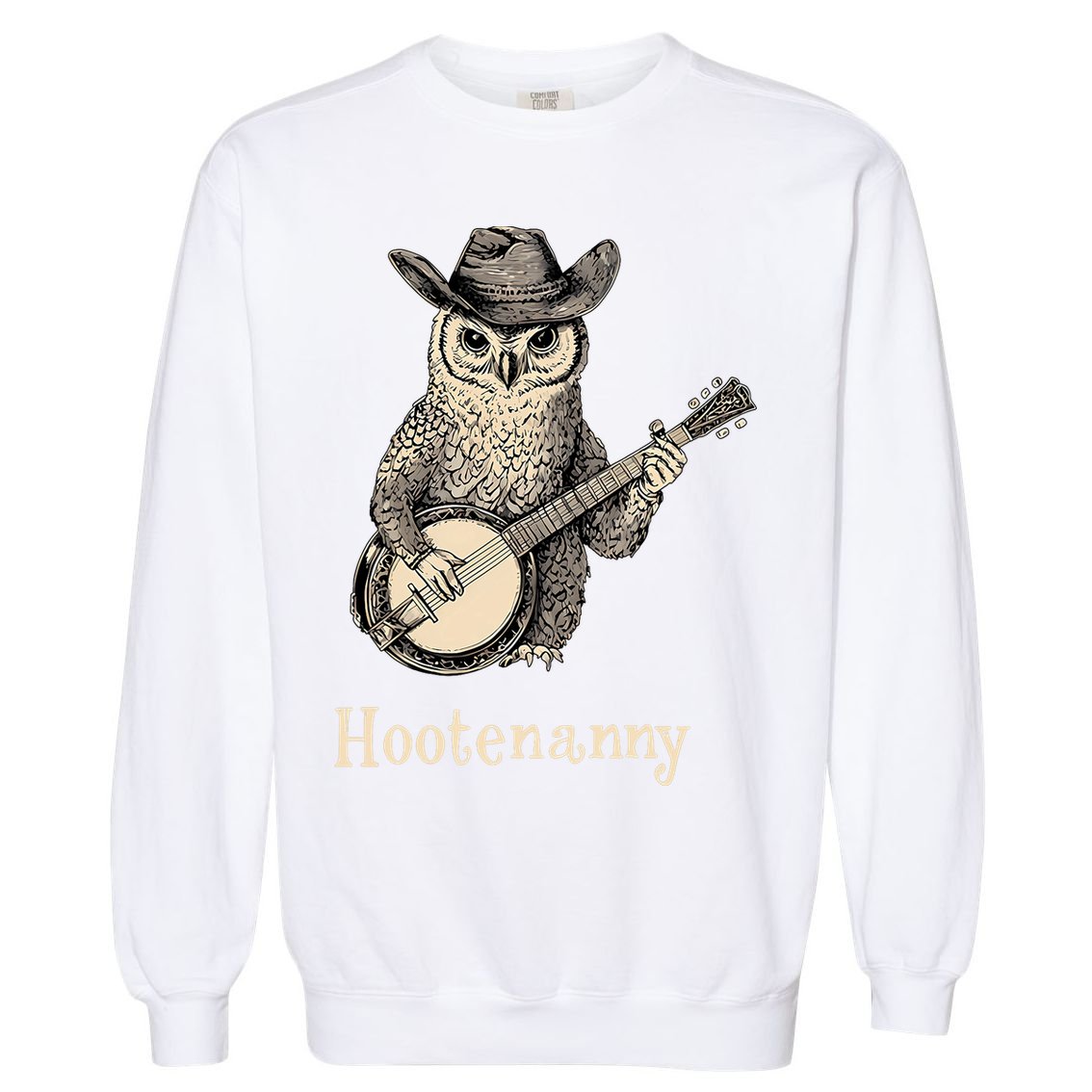 Hootenanny Owl Playing Banjo Country Owl Banjo Guitar Music  Garment-Dyed Sweatshirt