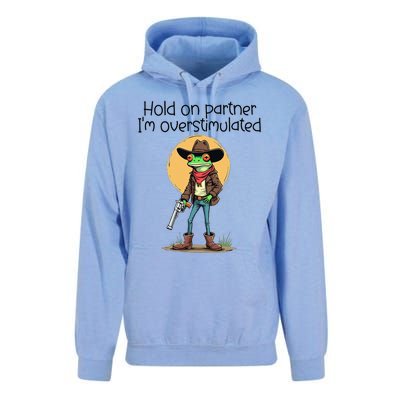 Hold On Partner IM Overstimulated Cow Frog Unisex Surf Hoodie