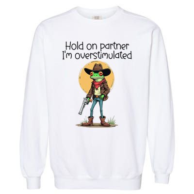 Hold On Partner IM Overstimulated Cow Frog Garment-Dyed Sweatshirt