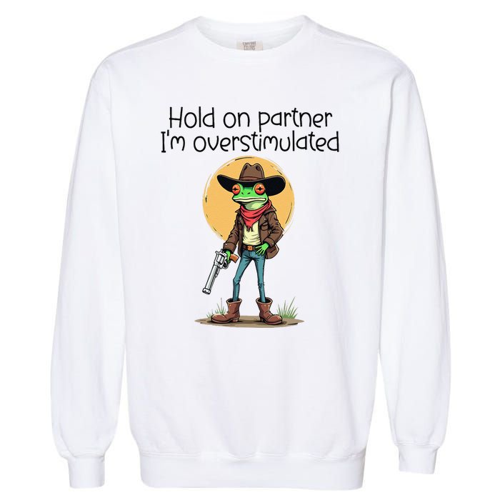 Hold On Partner IM Overstimulated Cow Frog Garment-Dyed Sweatshirt