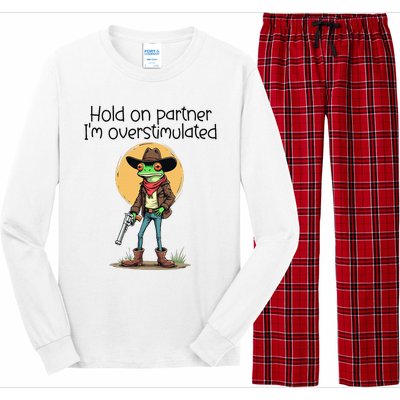 Hold On Partner IM Overstimulated Cow Frog Long Sleeve Pajama Set