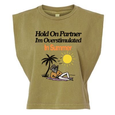 Hold On Partner IM Overstimulated Cow Frog In Summer Garment-Dyed Women's Muscle Tee