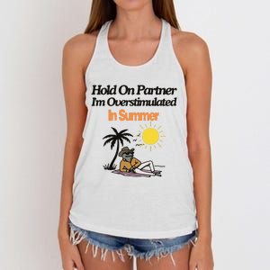 Hold On Partner IM Overstimulated Cow Frog In Summer Women's Knotted Racerback Tank