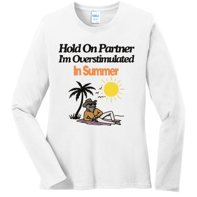 Hold On Partner IM Overstimulated Cow Frog In Summer Ladies Long Sleeve Shirt