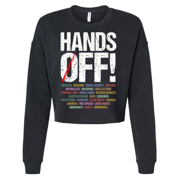 Hands Off Protest Cropped Pullover Crew