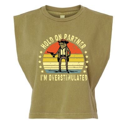 Hold On Partner IM Overstimulated Cowboy Frog Vintage Garment-Dyed Women's Muscle Tee