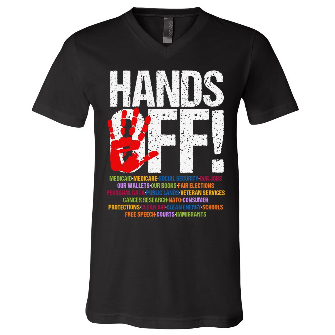 Hands Off Protest Social Security And Medicare Protest Funny V-Neck T-Shirt