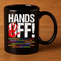 Hands Off Protest Social Security And Medicare Protest Funny 11oz C Handle Ceramic Mug