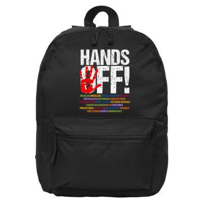 Hands Off Protest Social Security And Medicare Protest Funny 16 in Basic Backpack