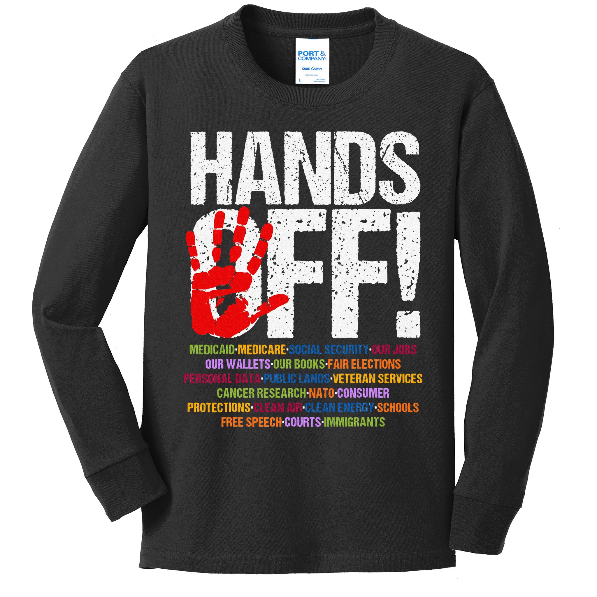 Hands Off Protest Social Security And Medicare Protest Funny Kids Long Sleeve Shirt