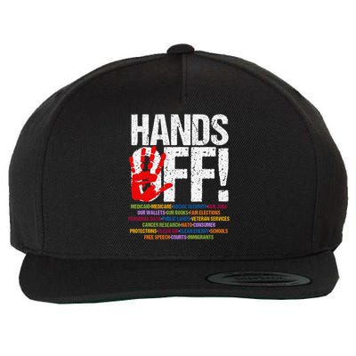 Hands Off Protest Social Security And Medicare Protest Funny Wool Snapback Cap