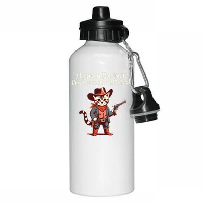 Hold On Partner IM Overstimulated Western Cat Cowboy Aluminum Water Bottle