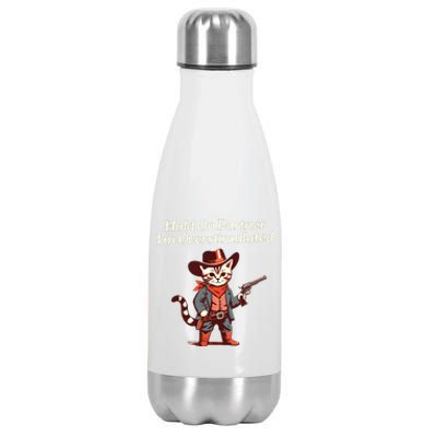 Hold On Partner IM Overstimulated Western Cat Cowboy Stainless Steel Insulated Water Bottle