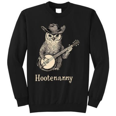 Hootenanny Owl Playing Banjo Country Owl Banjo Guitar Music Sweatshirt