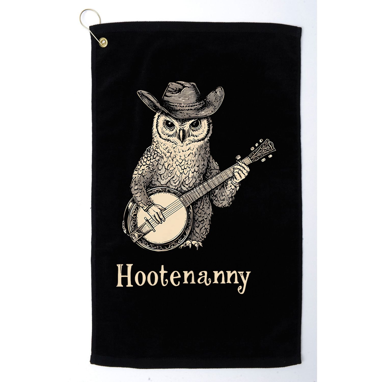 Hootenanny Owl Playing Banjo Country Owl Banjo Guitar Music Golf Towel