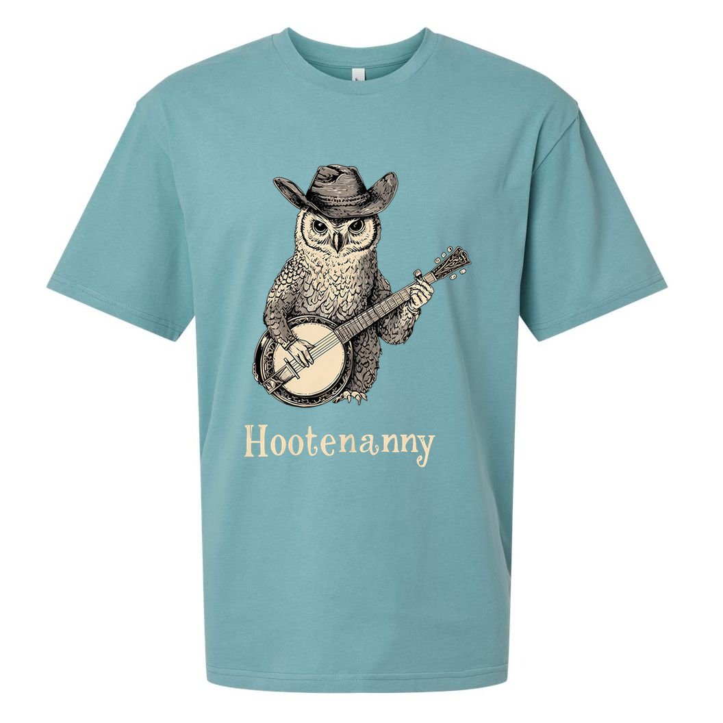 Hootenanny Owl Playing Banjo Country Owl Banjo Guitar Music Sueded Cloud Jersey T-Shirt