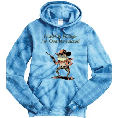 Hold On Partner IM Overstimulated Frog Tie Dye Hoodie