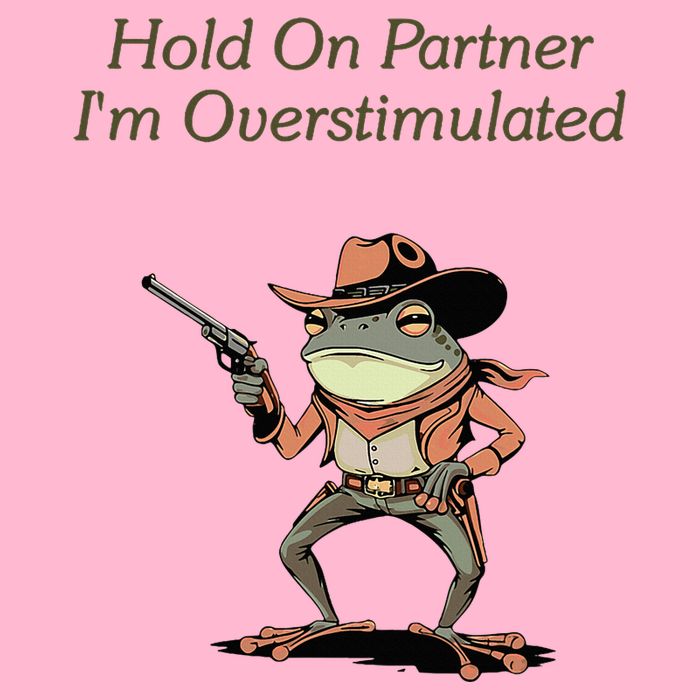Hold On Partner IM Overstimulated Frog V-Neck T-Shirt