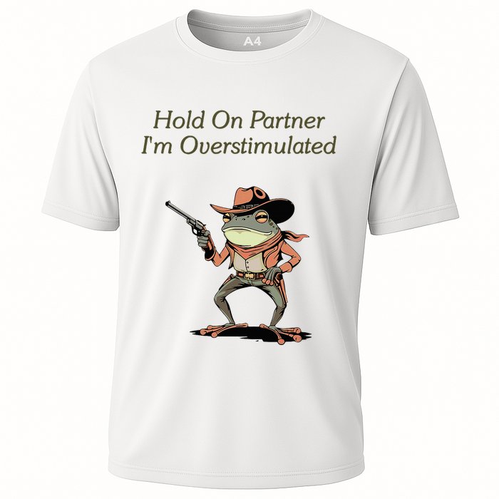 Hold On Partner IM Overstimulated Frog Cooling Performance Crew T-Shirt