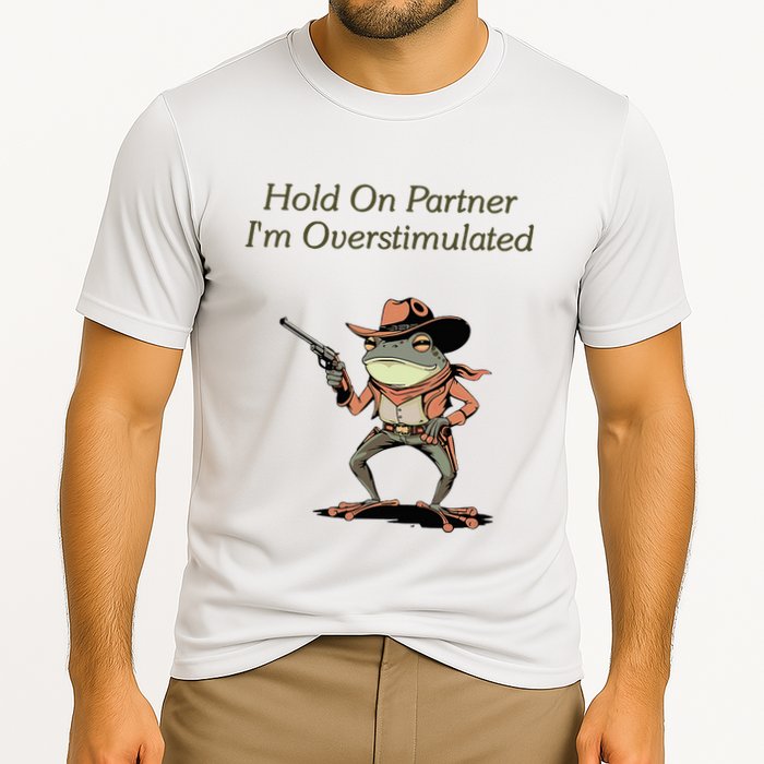 Hold On Partner IM Overstimulated Frog Cooling Performance Crew T-Shirt