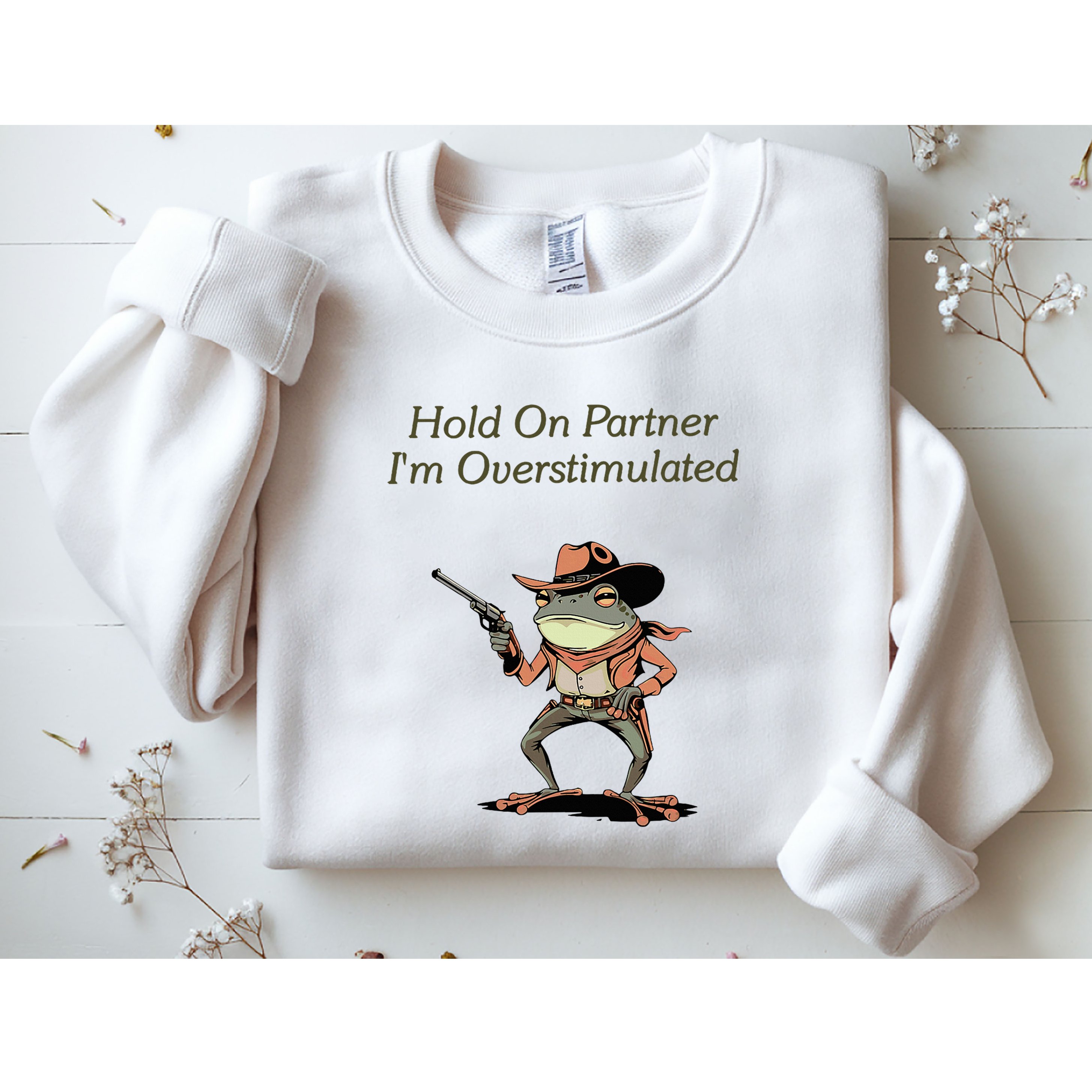 Hold On Partner IM Overstimulated Frog Sweatshirt