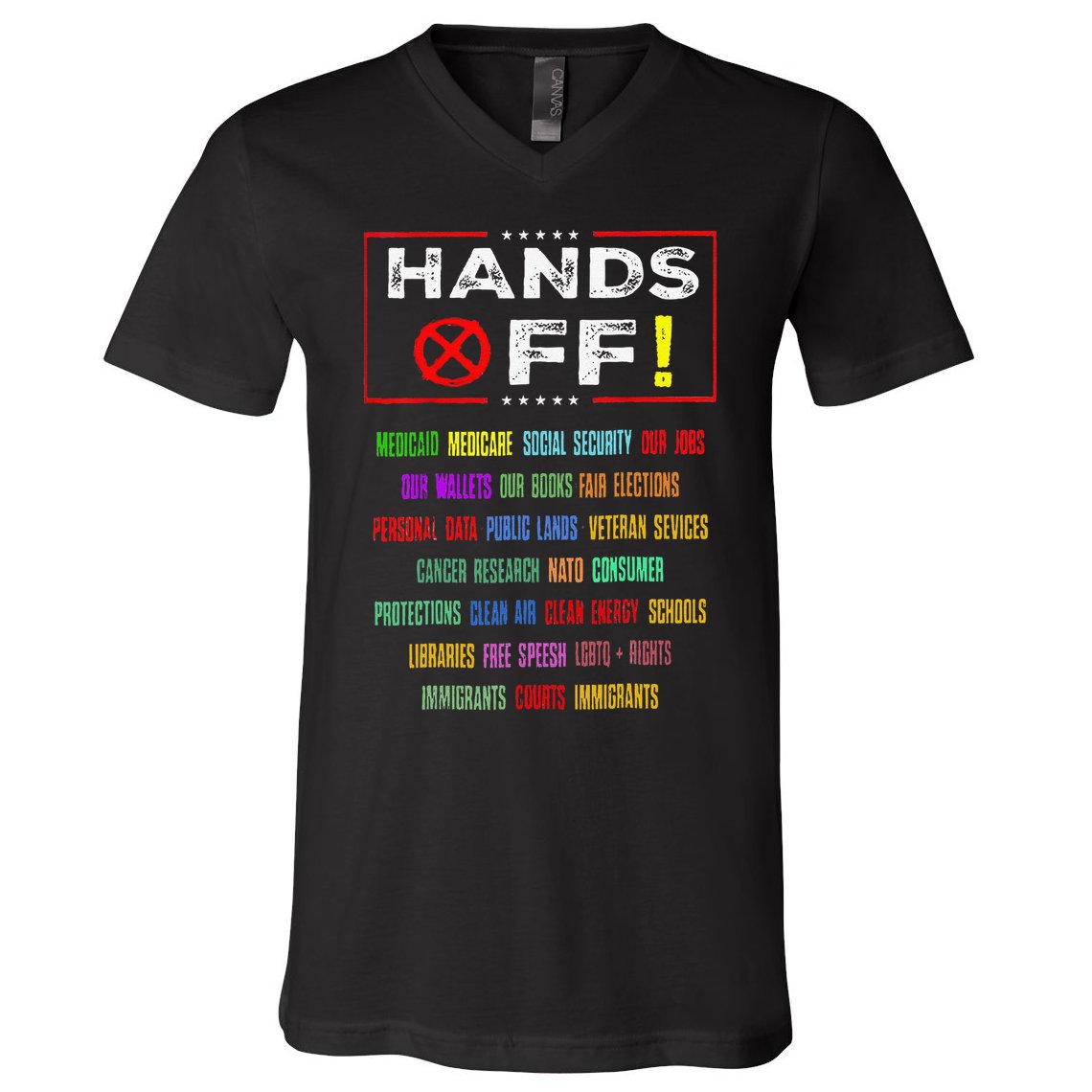 Hands Off Protest Social Security And Medicare Protest V-Neck T-Shirt