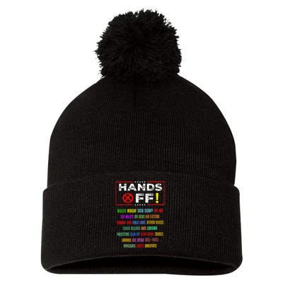 Hands Off Protest Social Security And Medicare Protest Pom Pom 12in Knit Beanie