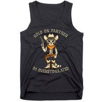 Hold On Partner IM Overstimulated Retro Western Cat Cowboy Tank Top