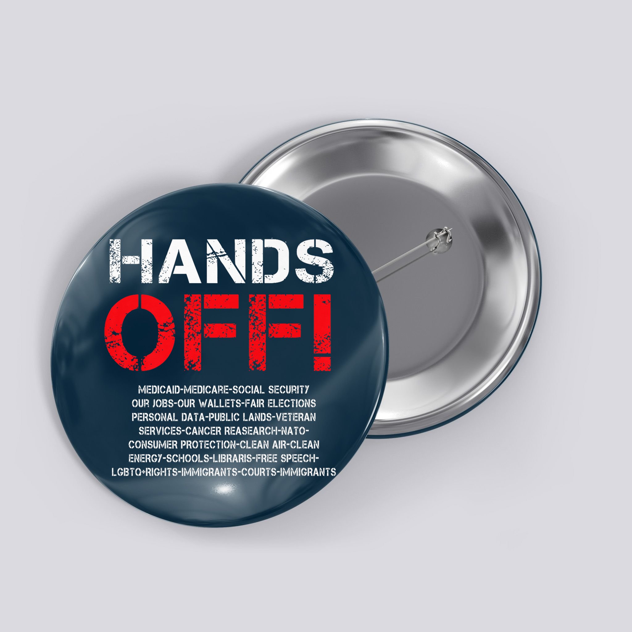 Hands Off Protest Button