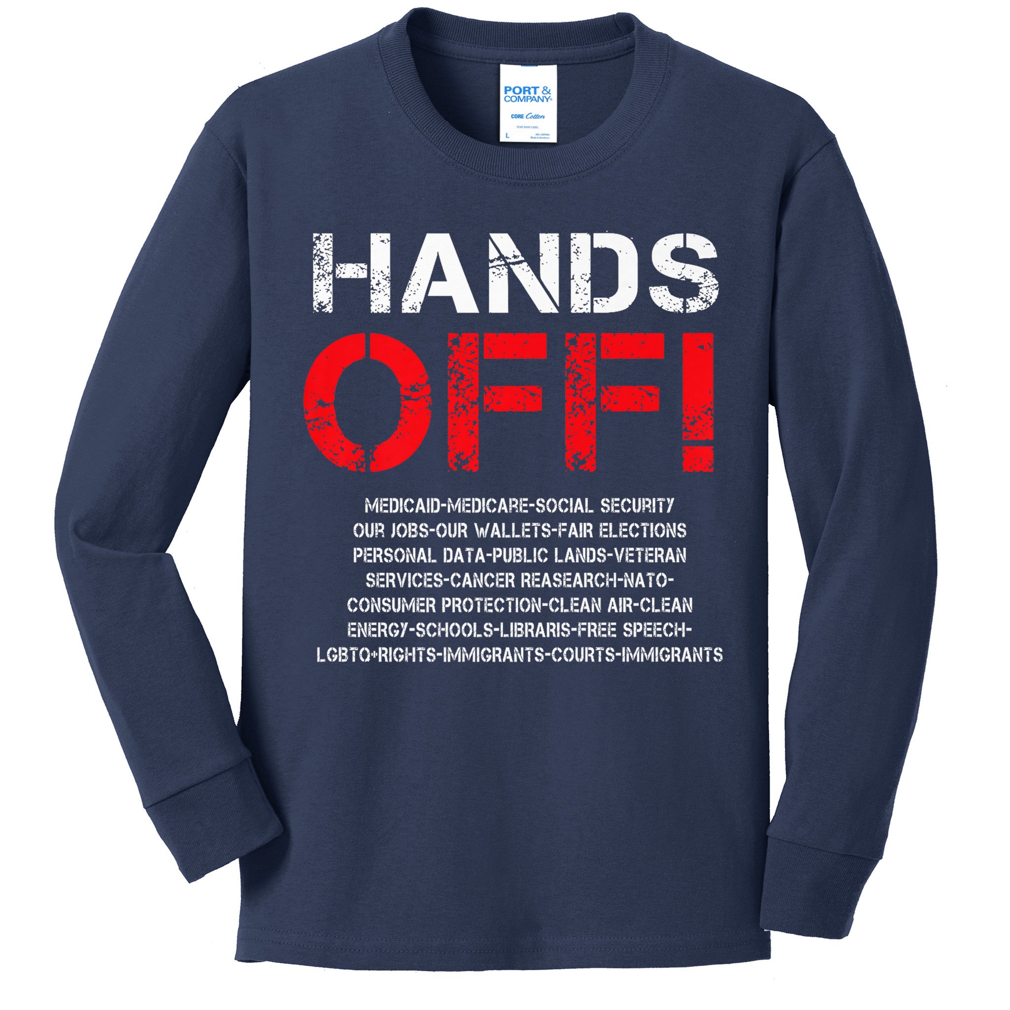 Hands Off Protest Kids Long Sleeve Shirt