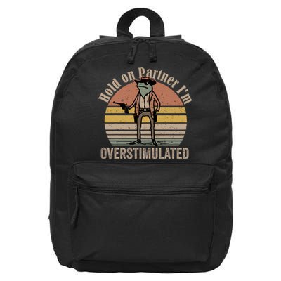 Hold On Partner IM Overstimulated Cowboy Frog Vintage 16 in Basic Backpack