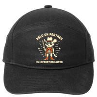 Hold On Partner IM Overstimulated Retro Western Cat Cowboy 7-Panel Snapback Hat