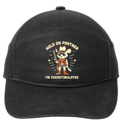 Hold On Partner IM Overstimulated Retro Western Cat Cowboy 7-Panel Snapback Hat