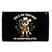 Hold On Partner IM Overstimulated Retro Western Cat Cowboy Grommeted Golf Towel