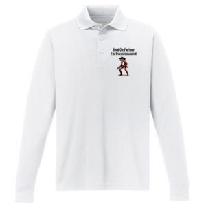 Hold On Partner IM Overstimulated Cowboy Frog Performance Long Sleeve Polo