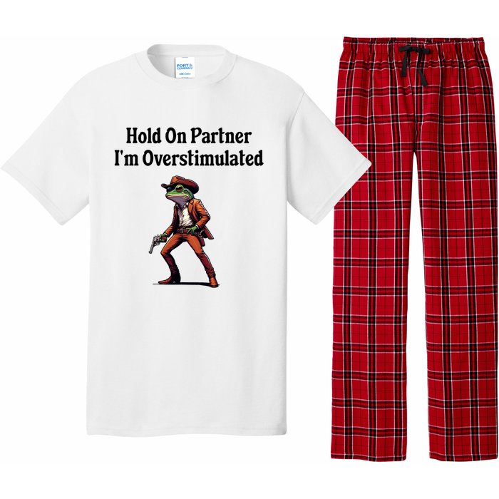 Hold On Partner IM Overstimulated Cowboy Frog Pajama Set