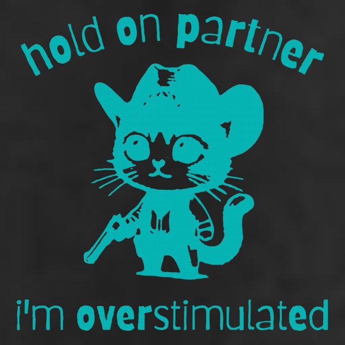 Hold On Partner IM Overstimulated Cat 7 Panel Mesh Trucker Snapback Hat