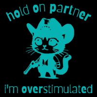 Hold On Partner IM Overstimulated Cat Button