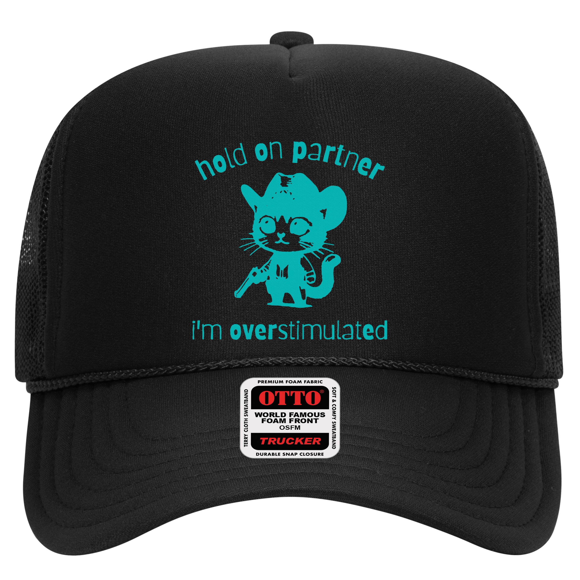 Hold On Partner IM Overstimulated Cat Hat
