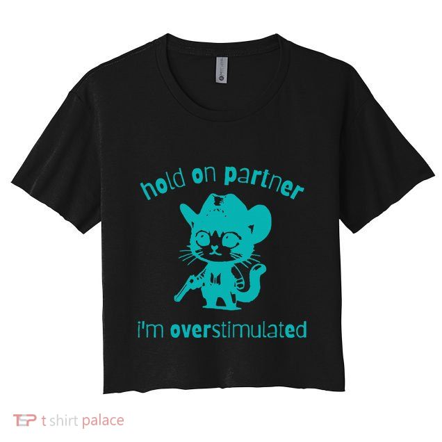 Hold On Partner IM Overstimulated Cat Crop Top