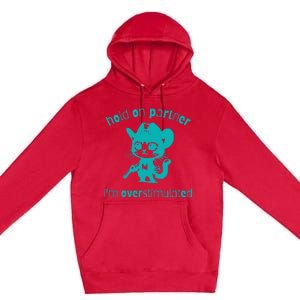 Hold On Partner IM Overstimulated Cat Premium Pullover Hoodie