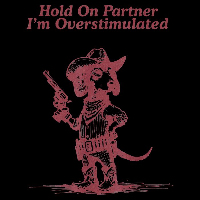 Hold On Partner IM Overstimulated Cowboy Dachshund Dogs V-Neck T-Shirt