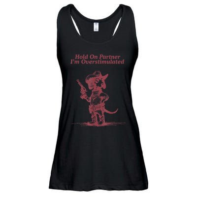 Hold On Partner IM Overstimulated Cowboy Dachshund Dogs Ladies Essential Flowy Tank